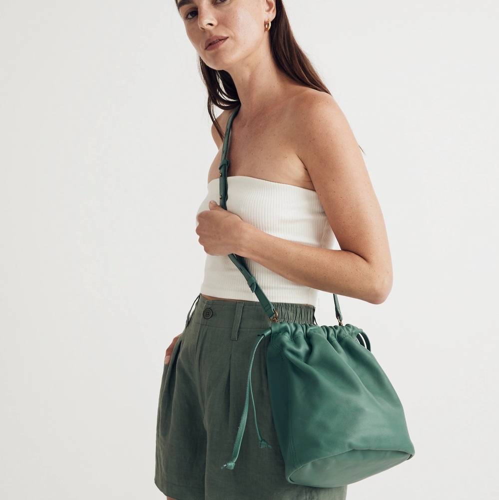 Madewell Jade Green Piazza Bucket Bag